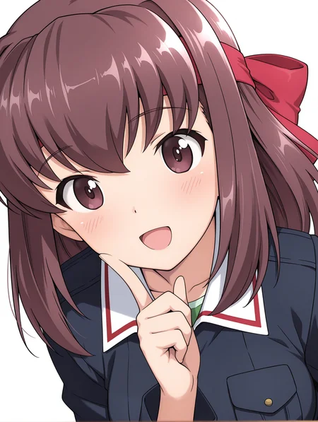 masterpiece,best quality,newest,
1girl,solo,
<lora:k_taeko_ilxl_v1.2:1>,taeko,brown hair,brown eyes,
p_gs,blue jacket,long sleeves,white pleated skirt,
<lora:Fixhands_anime_bdsqlsz_V1:1>,looking_at_viewer,upper_body,face_focus,dynamic_angle,cinematic_angle,finger to own chin,light_blush,white_background,simple_background,:d,open mouth,portrait,cowboy_shot,