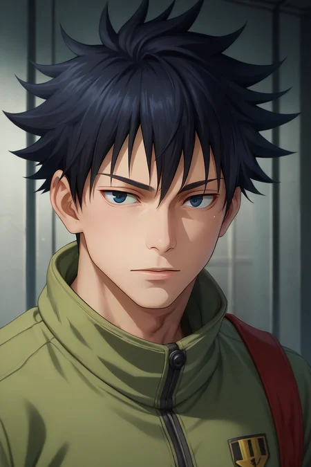 score_9, score_8_up, score_7_up, source_anime, semi-realistic, looking at viewer, upper body, depth of field, 1boy, solo, male focus, <lora:megumi_fushiguro_pony:0.76>, megumi_fushiguro, , , homburg, military science fiction, , <lora:sdxl_lightning_8step_lora:1>