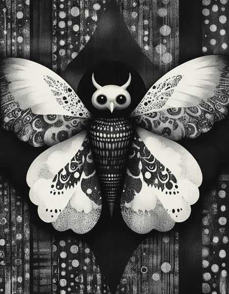 novuschroma style mothman illustration with patterns <lora:108_novuschroma_1:1>