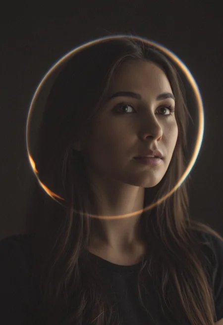 cinematic film still <lora:R0k00bstr0ctHD:1>,r0k00bstr0cthd,r0k00bl0ckb0ckgr00ndhd,(shiny, fire, multicolored, black background, glowing, magic circle, aura),, (Height, About 5 feet 4 inches, slightly below average:1), (Build, Slim but not overly athletic, with a somewhat fragile and clumsy demeanor:1), (Hair, Long, thick, and dark brown hair, often described as straight with a slight wave:1), (Eyes, Large, chocolate brown eyes that are expressive and soulful, often showing her deep emotions:1), (Skin, Fair, pale complexion that contrasts with her dark hair and eyes:1), . shallow depth of field, vignette, highly detailed, high budget, bokeh, cinemascope, moody, epic, gorgeous, film grain, grainy