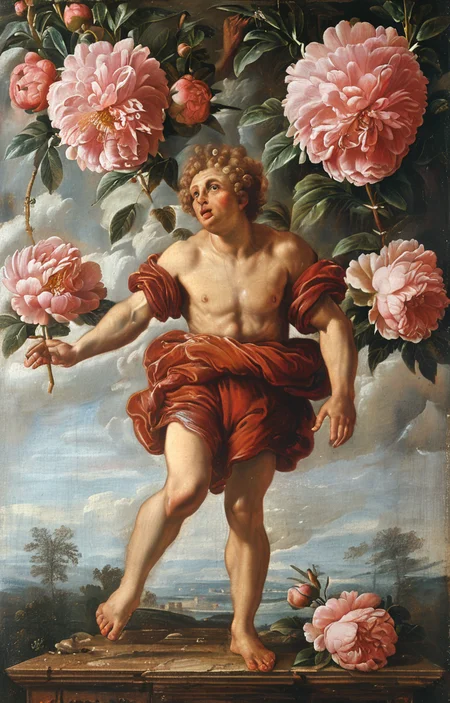 masterpiece,best quality,<lora:tbh206-sdxl:0.9>,illustration,style of Francesco Albani decaying peonies