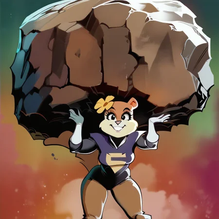 STYLES | PONY & ANIMAGINE
score_9, score_8_up, score_7_up
, masterpiece, beautiful,, 1girl, leaning forward, big smile, black eyes, furry female, brown fur, squirrel tail, teeth, single hairflower,
, medium breasts, curvy, looking at viewer, cowboy shot, cute, girl lifting giant rock,holding giant rock, arms flexed, giant rock
cartoon, western cartoon style, anime screencap,
<lora:SandyCheeks_character:1> SandyXLP
