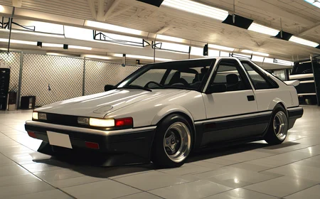 newest, masterpiece, best quality, (3d:0.8), <lora:zzz3d_vpred:0.8>, simple background, very aesthetic, mixed media, photo background, very awa, perfect composition
BREAK
indoors, 1other, underground parking lot, cool lighting, black theme, toyota sprinter trueno, toyota_86, JDM, initial_d, glitter, vehicle focus, no humans, chain-link fence,