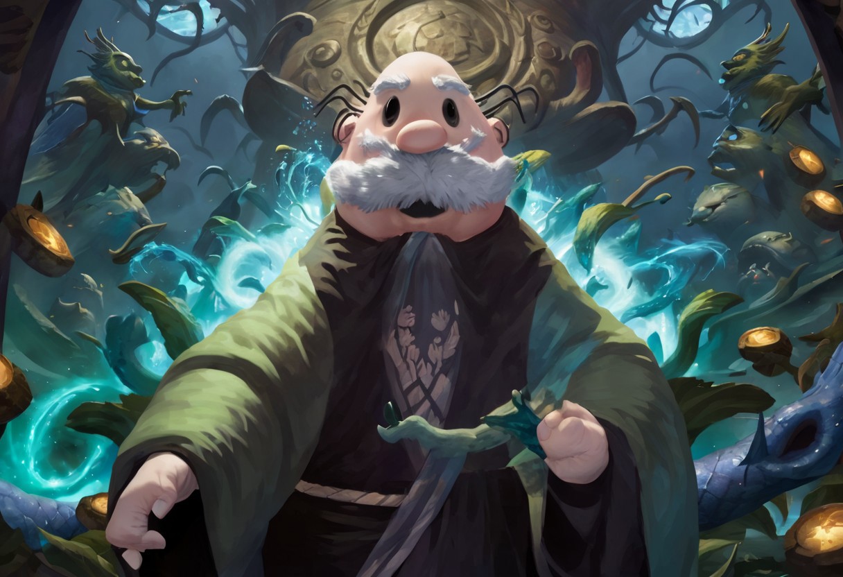 Dr. Simi in Magic The Gathering's artstyle, but it's Simic themed