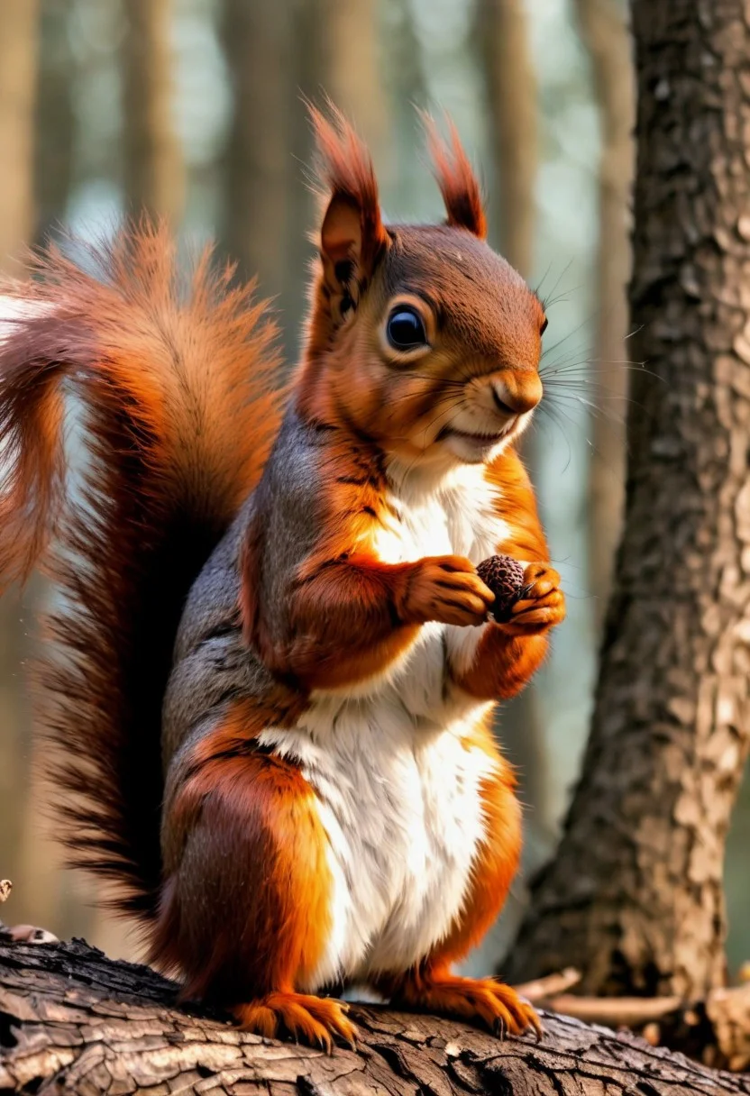npcp squirrel, looking to the right, holding a hazel, advntr