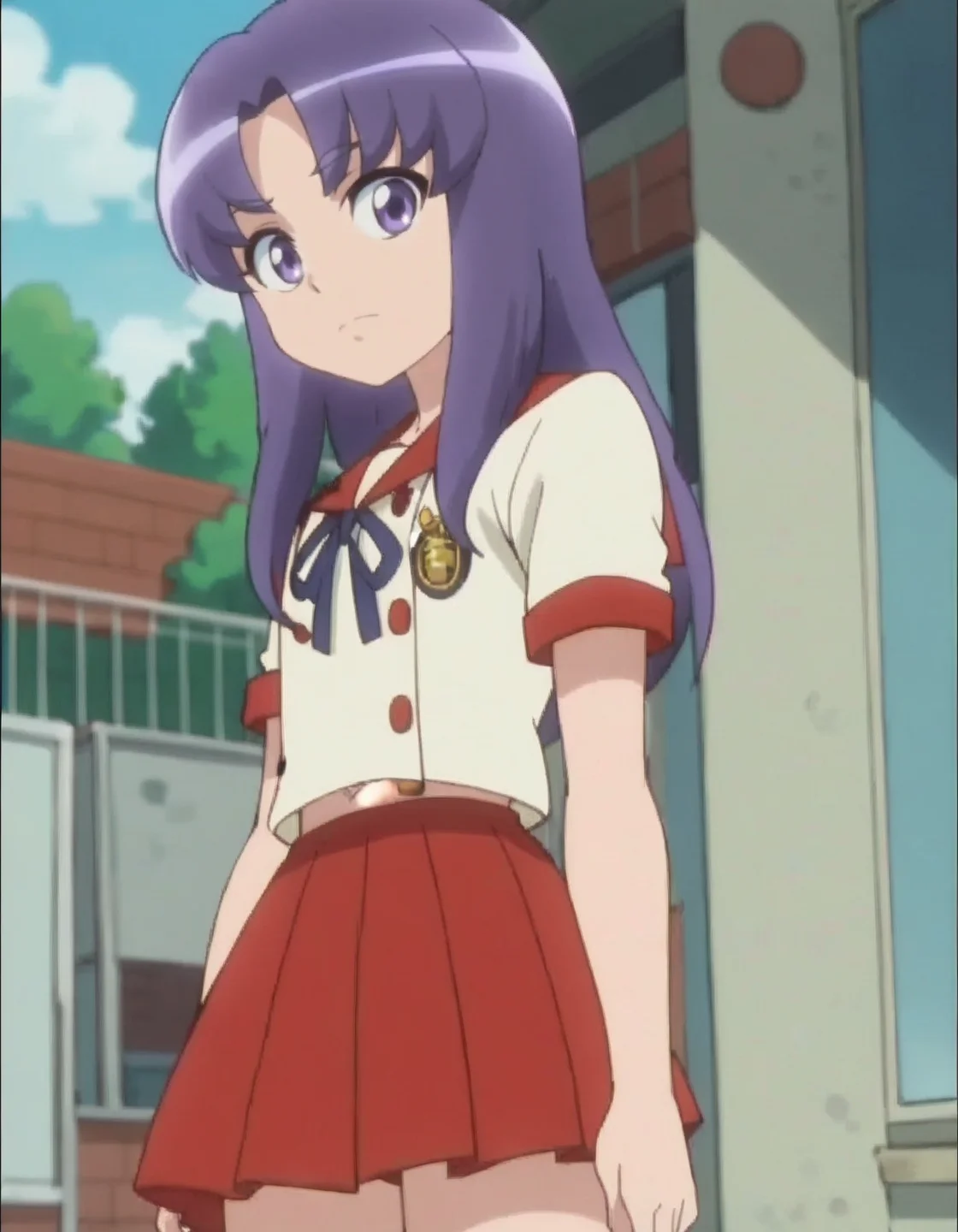 score_9, score_8_up, score_7_up, anime screencap, solo,1girl,hikawaiona,school uniform,skirt, serafuku, red skirt,looking at viewer,cowboy shot,<lora:hikawaiona:0.8>