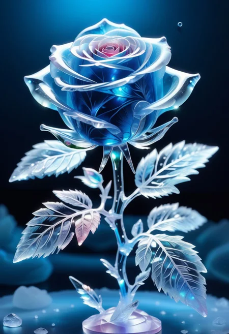 a Rose made out of Jed-Blmicry, <lora:BioIceCrystalStyle-000006:0.7>, masterpiece, full of details,