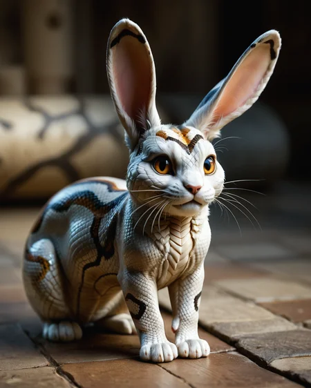 score_9, score_8_up, score_7_up, intricate details, rating_safe, <lora:SnakeSkinStyle:0.7>, 1boy(solo, feral furry,
rabbit with Jed-snkskn, snakeskin,
full body, looking at the viewer, solo, smiling), detailed background, depth of field, subsurface scattering,
<lora:ral-chrosc-clr:0.3>, ral-chrosc-clr,
<lora:xl_more_art-full_v1:0.3>,
<lora:add-detail-xl:0.3>