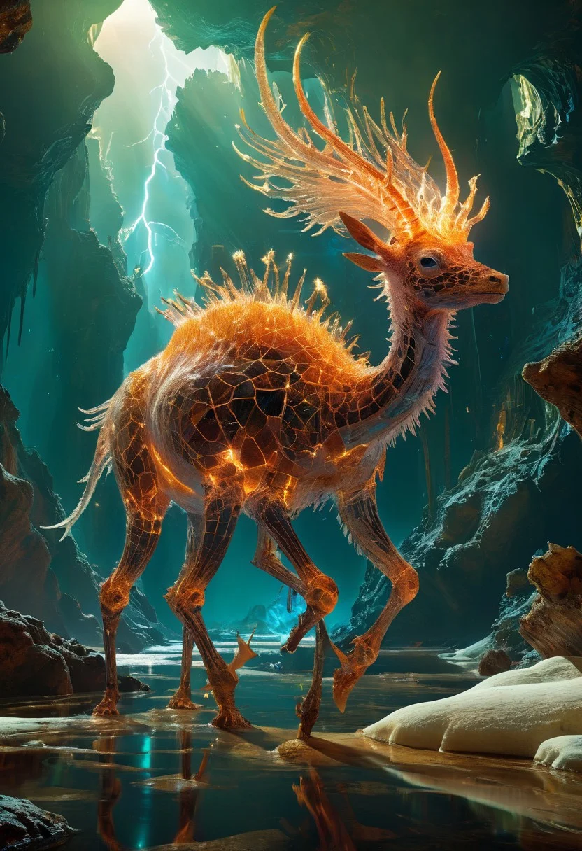 white desert oasis, salty earth, hyper detailed, rusty, striking, animalistic, bite-sized, by Floris van Schooten and by richard avedon, famous artwork inspired by (beeple:1.3) and (cliff nielsen:1.4), crystalline, fractal art, fantasy style, this peculiar life form, the "inquisitive plerkblortz" hides in the gnarling dense crystal jungles of the puffalorpled exoplanet "gazorpazorp secundus", covered in a metallic exoskeleton it ambushes its prey with (long crystalline appendages:1.4), dark, shadows, black, shadow hues, highly artistic, highly painterly, harmonic colors, expressive, ultimate aesthetic level, visible brushstrokes, masterclass artistry, vibrant energy, apocalyptic mood, atmospheric haze and dense fog, strong winds, highly aesthetic, otherworldly, limited palette, faded colors, washed out colors, extremely dark, extremely low key lighting, dark shadows, perfect composition, full panoramic shot translucent, transparent, glowneon, glowing, sparks, lightning