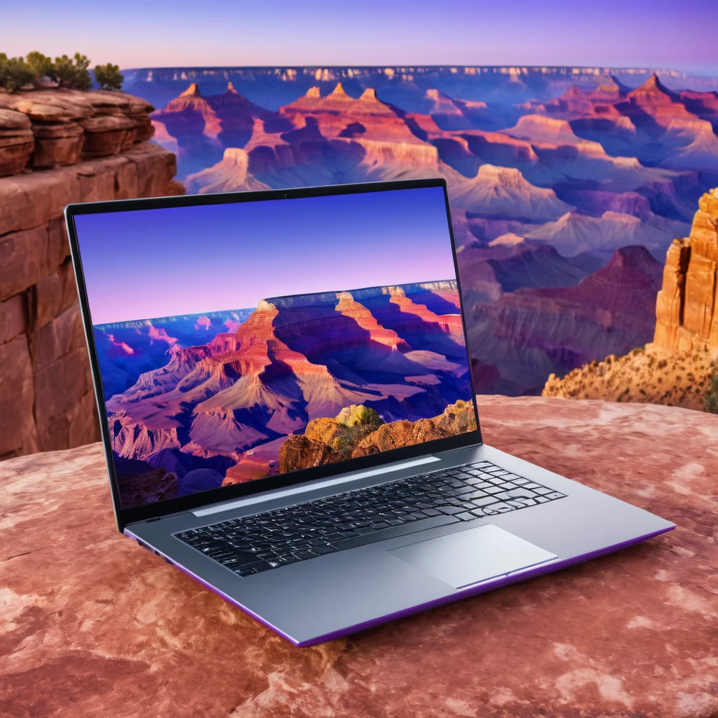 (laptop showcase) <lora:02_laptop_showcase:1.1>
Violet background,
high quality, professional, highres, amazing, dramatic,
(Grand canyon and sunrise colors:0.5),
