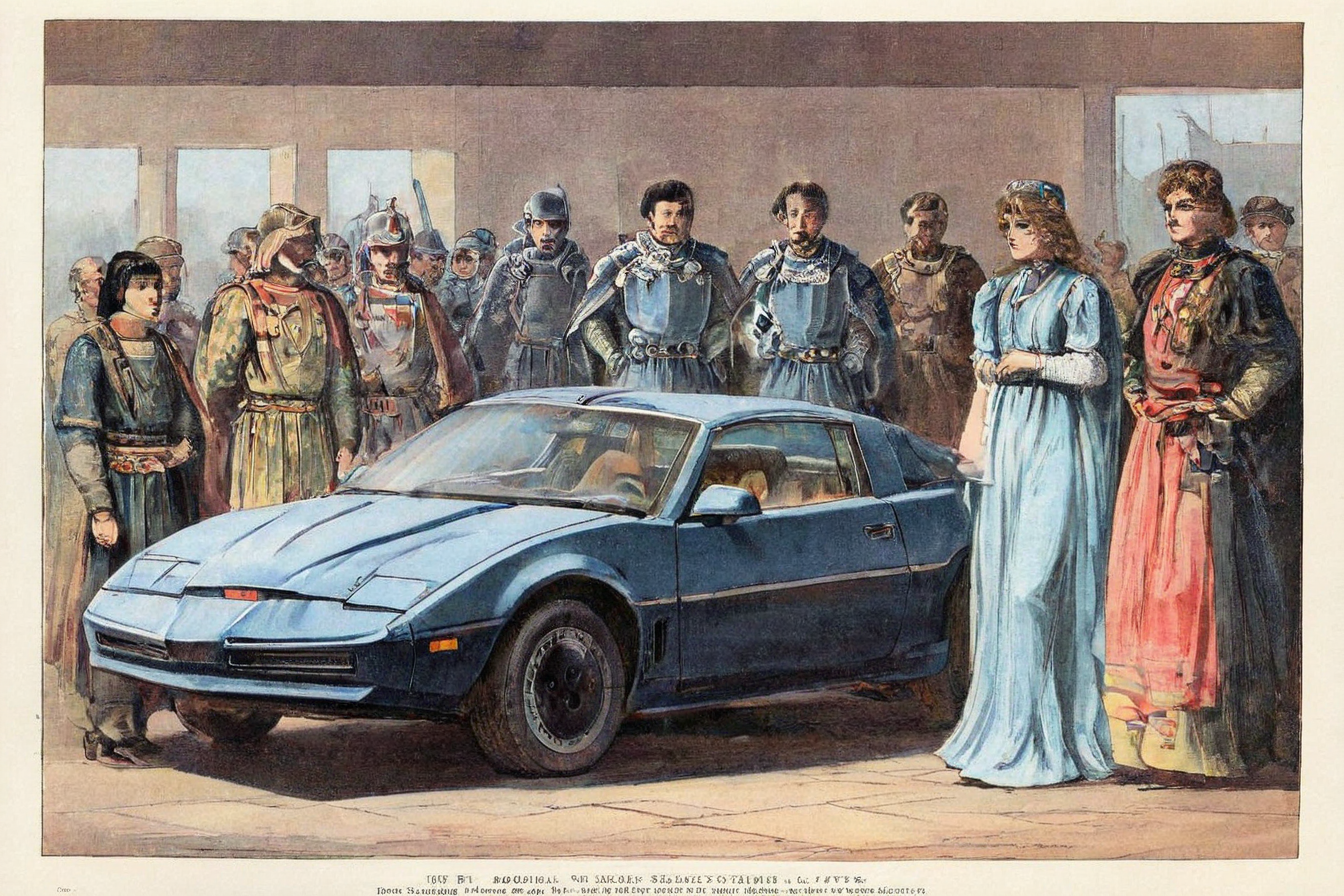kitt1984 in vintage_illust style,<lora:kitt1984XL:0.8>  <lora:vintage_illust:1>