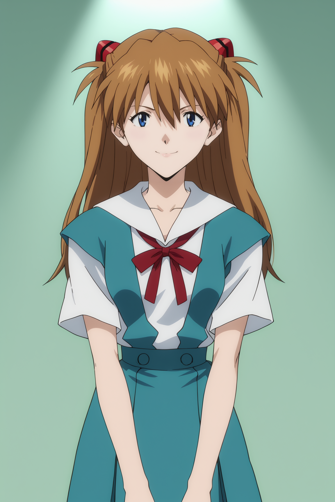 score_9, score_8_up, score_7_up, source anime, prefect lighting, very aesthetic, BREAK, anime coloring, anime screencap,
<lora:asuka_rebuild_v1-pony6:1>, 1girl, souryuu asuka langley, rebuild of evangelion, blue eyes, brown hair, interface headset, 
tokyo-3 school uniform, standing, 
BREAK, looking at viewer, light smile, 
BREAK,