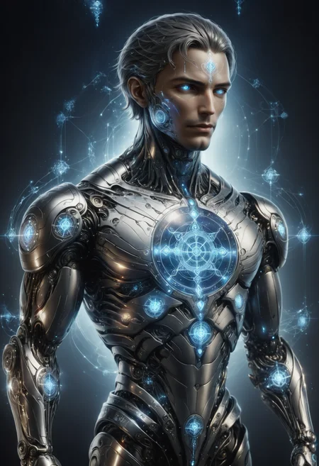 DonMT3chC057ruc7sXL male savar, ai rights advocate,, spellbook, scifi, tech, metallic <lora:DonMT3chC057ruc7sXL:0.8>