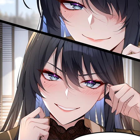 masterpiece,best quality,newest,absurdres,highres,safe,<lora:noobai_ep11_stabilizer_v0.138_fp16:1>,1girl,black hair,wei_nan,<lora:wei6:1>,wei_nan,portrait,detailed eyes,naughty_face,