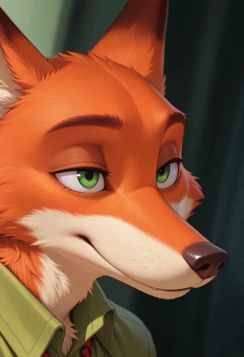 masterpiece, best quality, amazing quality, solo, 1boy, furry nick wilde, fox, anthro, furry, close up,