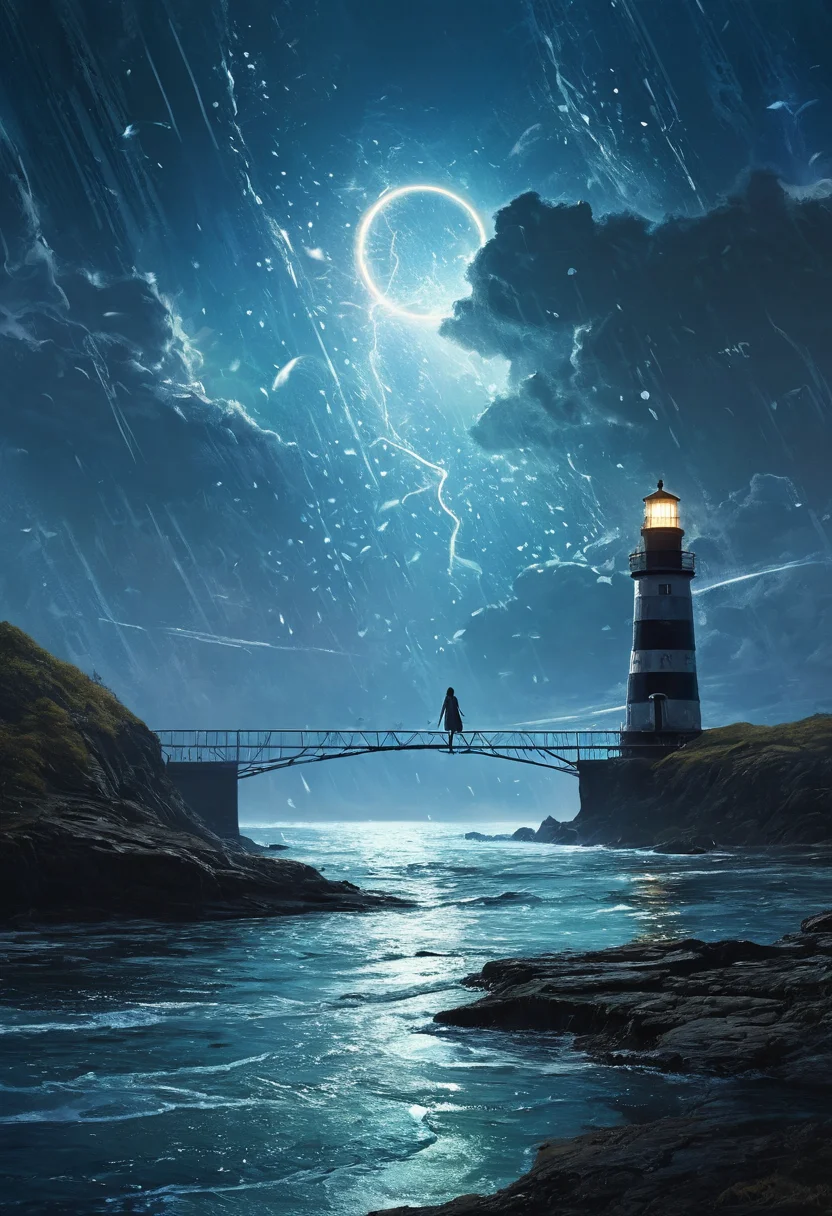 professional, (4k photo:1.1) , (Sharp focus:1.3), high detail, (extremely thin, slender, slim, long legs),
<lora:spotlight:1> dark theme, silhouette, magical lighting, fantasy,
(Amidst the floating islands of a distant alien planet, connected by shimmering bridges of light and energy, a woman with wings of shimmering gossamer soars between the isles, collecting rare starlit flowers that bloom only during the planetâs ethereal night cycle.,High cliff overlooking a stormy sea, waves crash below, an old lighthouse stands resolute, a man in a weathered sea captain's jacket stares out at the horizon, seagulls circle above, camera angle over the shoulder, dramatic, moody lighting, the sense of an impending storm.:1.2)
<lora:greg_rutkowski_xl_2:0.8> greg rutkowski, , (expressionism, impressionism, broad brush strokes:1.4)