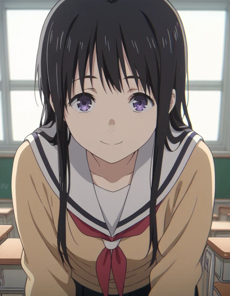 score_9, score_8_up, score_7_up, source_anime,
naokaueno, <lora:naoka-ueno-movie-ponyxl-lora-nochekaiser:1>,
naoka ueno, long hair, bangs, black hair, purple eyes,
school uniform, serafuku, cardigan, sailor collar, skirt, black skirt, pleated, neckerchief, red neckerchief,
indoors, classroom, smile, bent over,
looking at viewer, solo, cowboy shot, dutch angle,