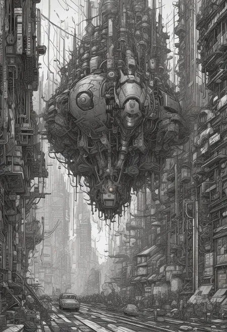 biomechanical cyberpunk A moment of joy in an unexpected place. Use high detail, vivid color, contrast, and scenery to achieve stunning visual effects. include a dark, sinister detail or figure. . cybernetics, human-machine fusion, dystopian, organic meets artificial, dark, intricate, highly detailed