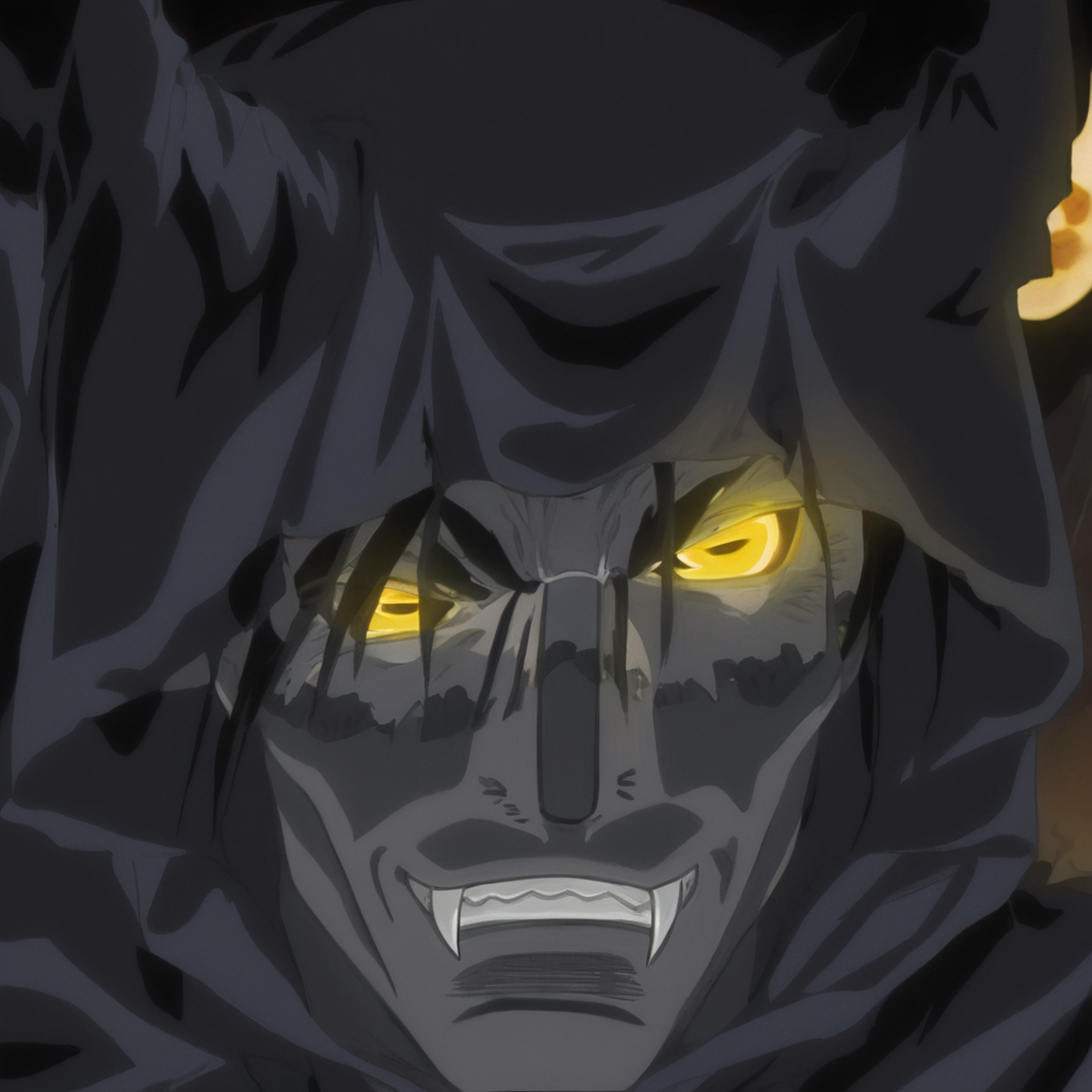 Hyperrealistic art of  <lora:Demon:1> (((REALISM)))
Demon a demonic like man with sharp fangs and creepy sinister yellow eyes and a hood on,solo,looking at viewer,black hair,1boy,yellow eyes,male focus,teeth,hood,fangs,scar,close-up,hood up , male devil, creature, evil, demonic, villain, glowing eyes, muscular, golden yellow eyes, bat-like wings, dragon wings, dark, curved fang, eroge,anime:0,manga,nsfw,cartoon:0,Adult animation,explicit,Original video animation:0, Baiburu Burakku style, Bible Black style, Extremely high-resolution details, photographic, realism pushed to extreme, fine texture, incredibly lifelike