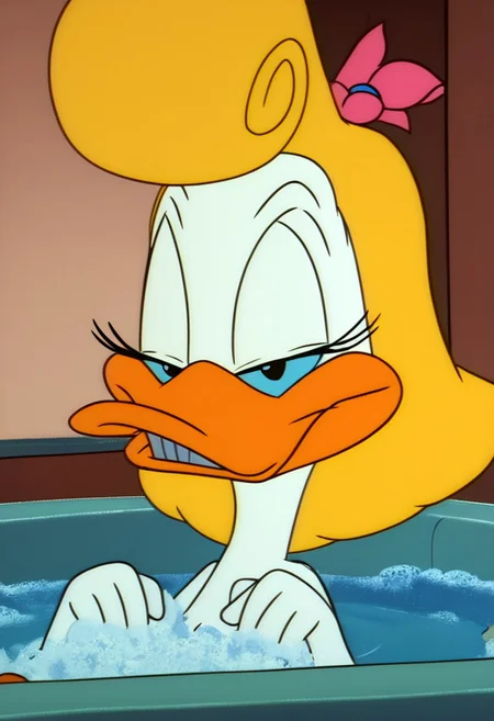 score_6_up,score_5_up,score_4_up, upper body focus, , white fur, blonde hair, messy hair, hair down, orange legs, perfect hands, female duck solo.1girl, orange legs,  taking a bath, bathtub, laying down, bathroom, soap bobbles, perfect eyes, 
bobbles, candles,  sleepy eyes,  Perfect Hands, masterpiece, high quality, show accurate, shirt,
, zPDXL, no bow, on hair ornament,