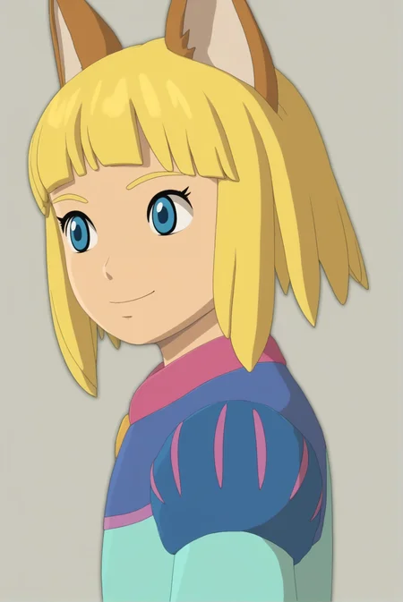 1boy, Evan Pettiwhisker, Ghibli style, solo, smile, short hair, bangs, blue eyes, blonde hair, simple background, bow, closed mouth, upper body, animal ears, child, male focus, male child, cat ears, <lora:Evan_Pettiwhisker:1>