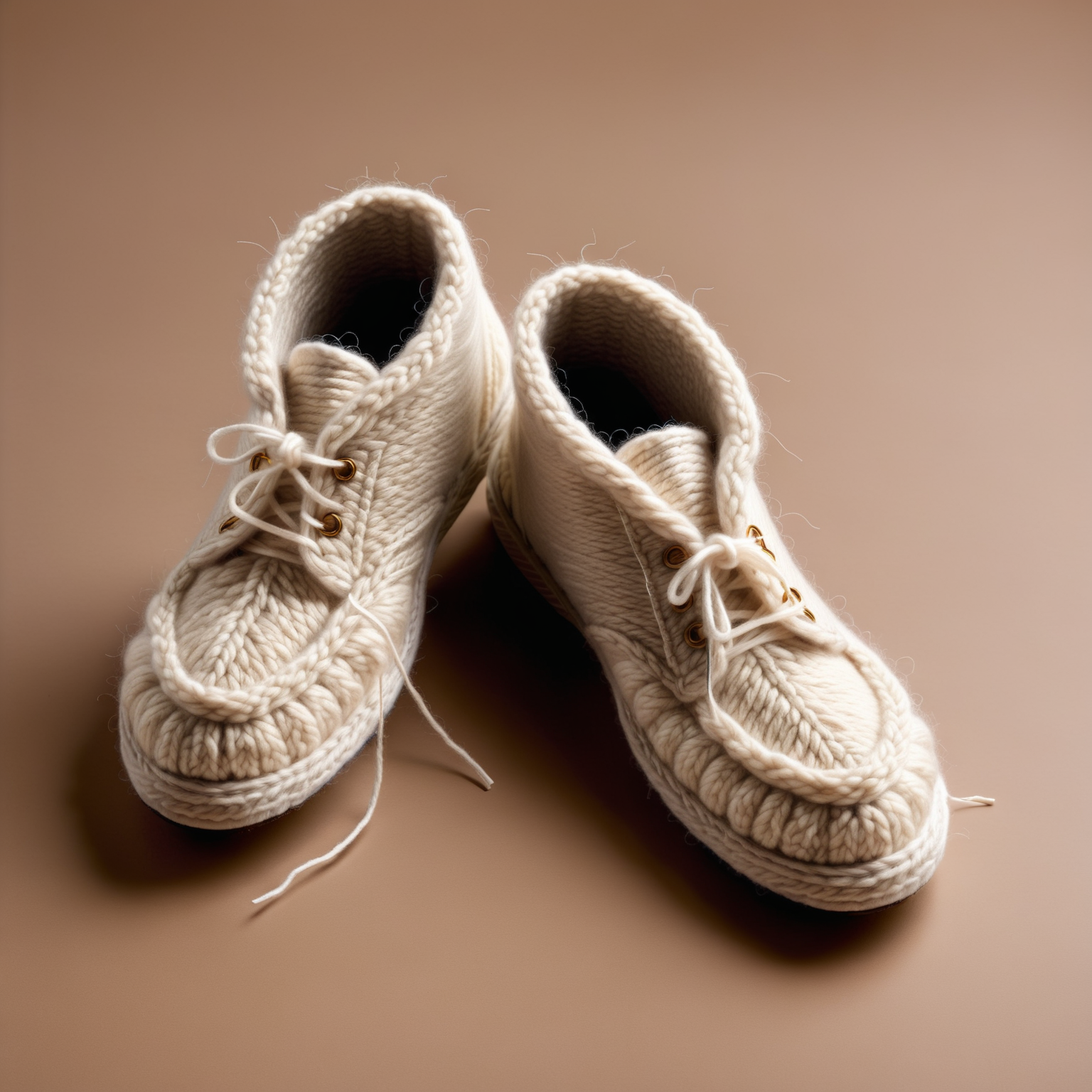 a pair of shoes made out of Jed-Wool   <lora:WoolStyle:0.7>