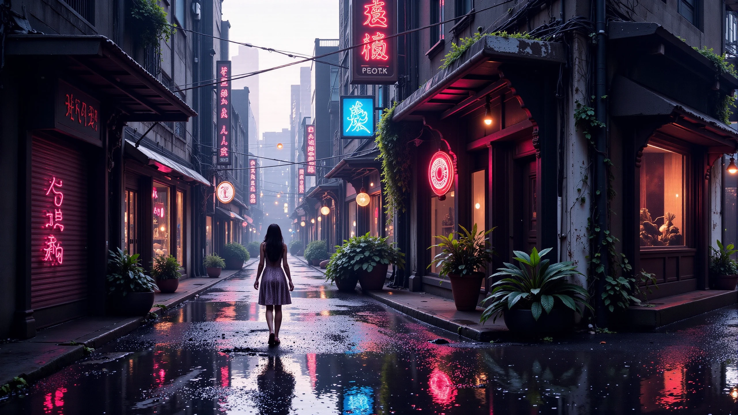 modern street with wet asphalt beautiful  landscape, morning, woman, very intricate, very detailed, sharp, bright, colorful, <lora:Hand v2:0.5> <lora:Anti-Blur:1><lora:Insane Detail Slider:0.25>  <lora:flux.1_lora_flyway_Epic-detail_v2:0.3> <lora:fluxenhancer:0.25>  <lora:abyss-neon:1> bo-neon