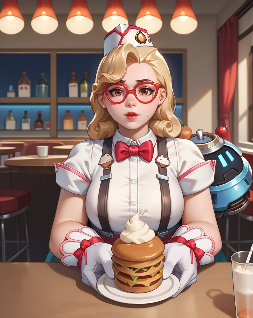 score_9, score_8_up, score_7_up, 1girl, sprinkles mei, mei (overwatch)  <lora:Sprinkles mei:1> in a 50´s restaurant