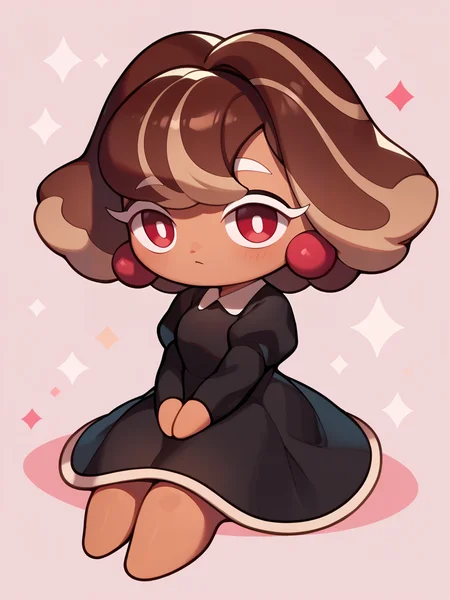 score_9, score_8_up, score_7_up,
1girl, solo, red eyes, brown hair, black dress, chocolate bonbon cookie, dark-skinned female, sitting, chibi, dot eyes, facing viewer,
<lora:chocolate_bonbon_cookie:1> dataset