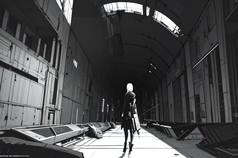 highly insanely detailed, masterpiece, top quality, best quality, highres, 4k, 8k, RAW photo, (very aesthetic, beautiful and aesthetic),  
tsutomu nihei,nihei_tsutomu,blame!,blame gakuen!,abara,TNstyle,sidonia_no_kishi,(space,spacecraft,hangar,mausoleum,lab,sidonia \(ship\),deep horizon,megastructure in background,tower,tunnel,giant room,city ruins),toha heavy industries,letterboxed,ventilation fan,ventilation shaft,bones,light particles, 
<lora:blameLora_v10:0.7>, 
(1girl:1.3), 
solo focus, 
roman architecture background,âââ