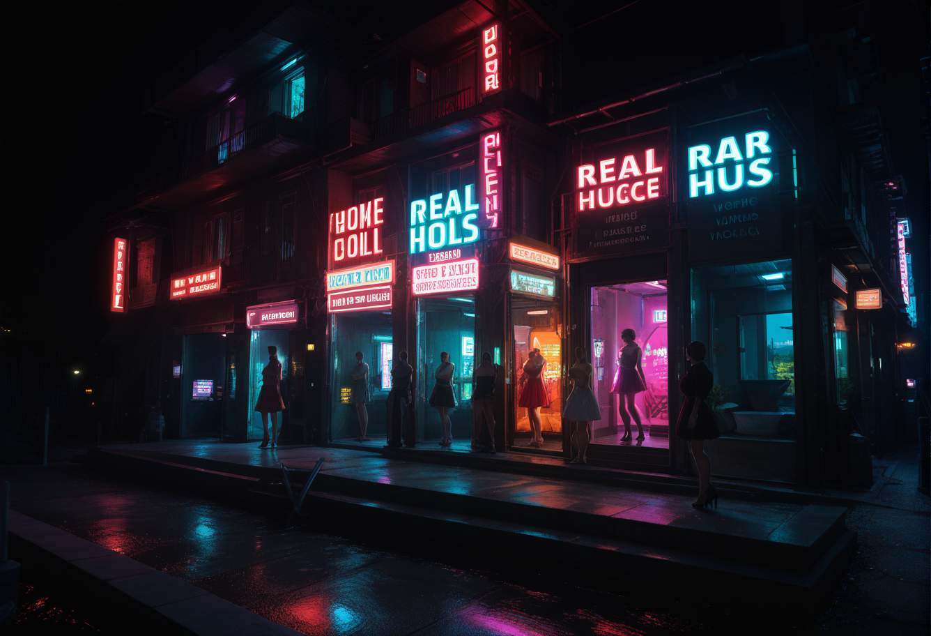 ,ruanyi1123,neon trim,building,glowing,neon lights,english text,outdoors,3girls,
dress,microskirt,skin tight,red light district,<lora:1123 red light district 2_v1_pony:0.8>, score_9, score_8_up, score_7_up, score_6_up, score_9, score_8_up, score_7_up, score_6_up source_anime, blush, horny, 1girl, seduce smile, perfect body , natural huge breasts , source _anime,