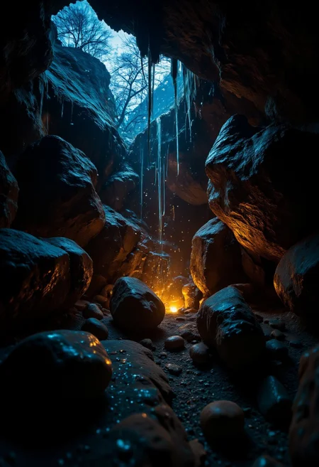 A cave filled with glowworms, their dangling threads forming a starry-night illusion. A single beam of sunlight pierces through a crack, igniting gold flecks in the rock.
, sss, translucent, aidmasoftglow, aidmaGlow, overexposed