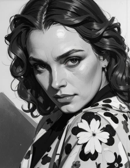 A cclose up portrait in Ev Ganin II style of Greta Garbo. Angle view. <lora:Ganin_II:0.7000000000000001>