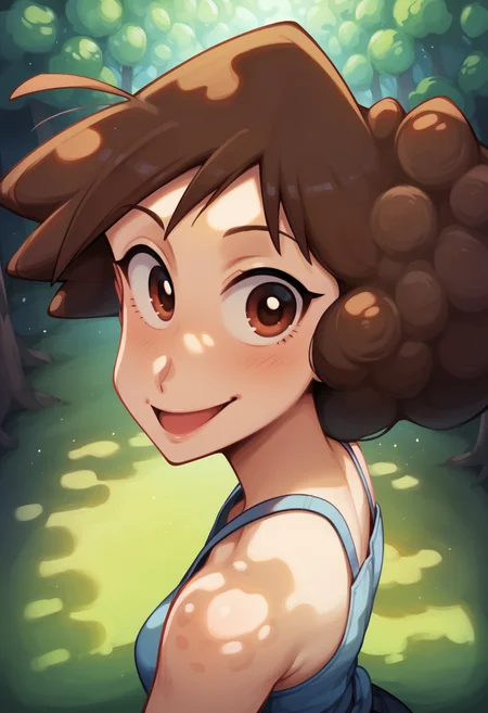 score_9, score_8_up, score_7_up, m1s4e,1girl,solo,looking at viewer, portrait, looking at viewer, happy face, detailed background, forest,Dappled Sunlight, from above, dynamic angle, from side,<lora:m1s4e:1>
