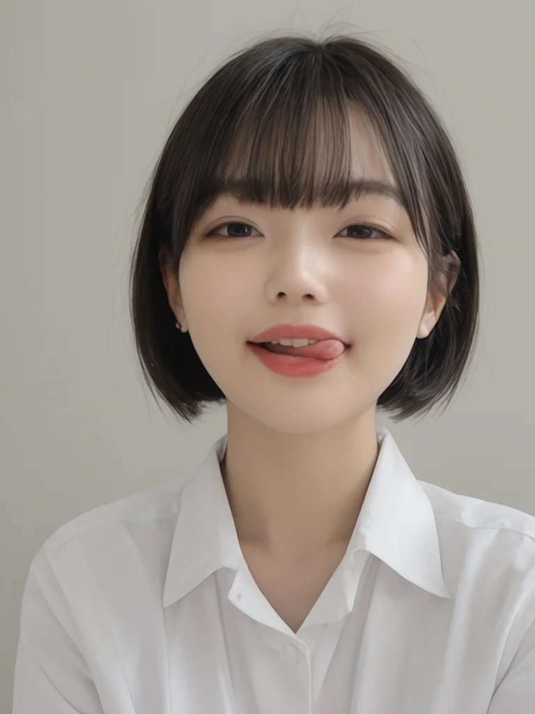 score_9, score_8_up, score_7_up, Hight detail RAW color photo, professional photograph,
(Composition from the waist up:1.5),
Beautiful Japanese Girl, Bobcut with bangs, Puffy face, kissmilk, <lora:kissmilk_v12:1>
sticking out side tongue, Licking lips, peromilk,<lora:peromilk:0.7>
White collared blouse, Illuminated hotel room,