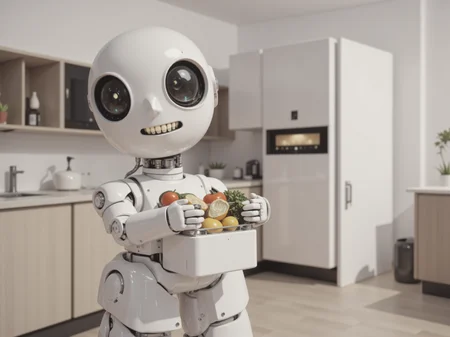 A household service robot designed for seamless integration into daily life, its body covered in a pristine white shell that blends effortlessly into modern smart homes. Its face, a simple yet expressive digital display, suddenly reveals a mouth that forms a human-like smile, complete with meticulously sculpted teeth that add an unexpected layer of realism. As it assists a family by carrying groceries and tidying up, its voice is warm yet unmistakably synthetic, making it feel almostâbut not quiteâhuman. The eerie balance between comfort and artificiality defines its presence in the style of ckcc.
<lora:ral-rbotth-flux:0.7> <lora:ck-chromatic-crusade_r1:0.8>