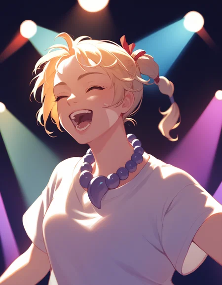 score_9, score_8_up, score_7_up <lora:kid-cc-ponyxl-000012:1> kdecc, facial mark, necklace, ponytail, streetwear,
1girl, singing, stage, stage lights, indoors