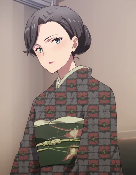 score_9, score_8_up, score_7_up, source_anime,
motheryukinoshita, <lora:mother-yukinoshita-s3-ponyxl-lora-nochekaiser:1>,
mother yukinoshita, short hair, blue eyes, black hair, hair bun, single hair bun, hair up,
japanese clothes, kimono, sash, makeup, obi, floral print, lipstick, black kimono,
indoors, bed, bed room, on side, blush, drunk,
looking at viewer, cowboy shot, dutch angle, solo,