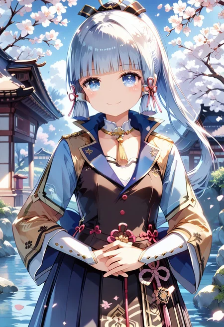 score_9, score_8_up, score_7_up, 1girl,FujisakaLP,high definition eyes, (masterpiece), (best quality), (ultra detailed),(disheveled hair),(illustration), (best shadow), detail1eye, standing, smiling, beautiful detailed eyes, light blue eyes, detailed beautiful face, (kamisato ayaka: 1.2), focus on face, ponytail, kamisato ayaka(genshin impact), light blue hair, detailed hair, bangs, best lighting, best shadow, highly detailed, vibrant