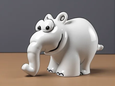 <lora:Ottifant_sdxl:0.6> Ottifant smiling, 3d porcelain figurine