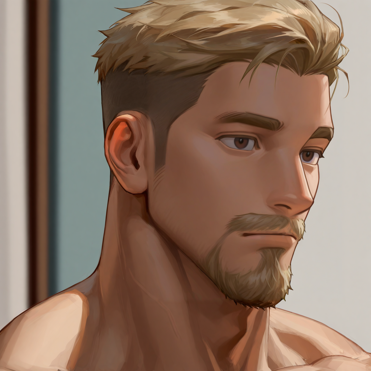 <lora:Mason_my_own_OC-000001:.8> 1boy, MasonOC, dark brown eyes, blonde hair, greying hair, facial hair, beard, mustache, sideburns
face focus, close-up, 
(very short hair, beard, bara, mature, facial hair, stubble, beard, full beard, sideburn, beard, a lot of beard, ), facial hair,male focus, muscular male, muscular male, bara, mature,  bara, mature, aixiwuganda_(20222192), very awa, masterpiece, best quality, absurdres, newest, perfect quality, detailed background, intricate details,
<lora:slider_Body Type_alpha1.0_rank4_noxattn_last:3><lora:style_Anime Summer Days 2 Style SDXL_LoRA_Pony Diffusion V6 XL:.6><lora:slider_cfg_scale_boost:.7><lora:Artist6p:.55>, Artist6p, Artist04p,<lora:slider_il_brightness_slider_d1:-1><lora:slider_il_contrast_slider_d1:-1><lora:slider_DarkSlider1.2_alpha1.0_rank16_full_300steps:-.6>