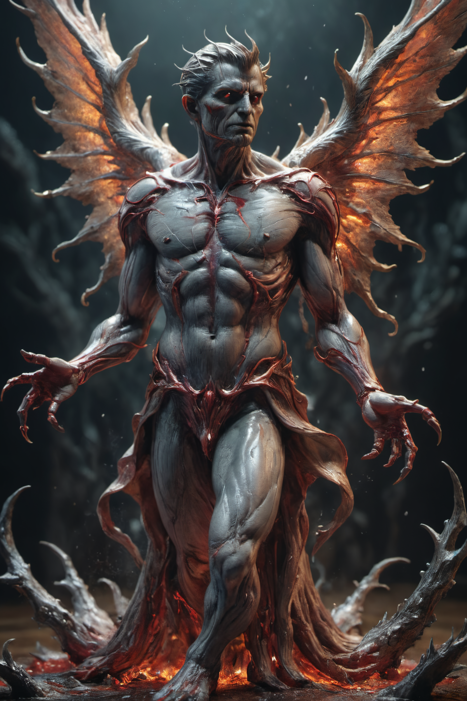 by Francis Bacon,the fall of lucifer,, Ultra-HD-details, glow effects, godrays, Hand drawn, render, 8k, octane render, cinema 4d, blender, dark, atmospheric 4k ultra detailed, cinematic, Sharp focus, big depth of field, Masterpiece, colors, 3d octane render, 4k, concept art, trending on artstation, hyperrealistic, Vivid colors, extremely detailed CG unity 8k wallpaper, trending on CGSociety, Intricate, High Detail, dramatic