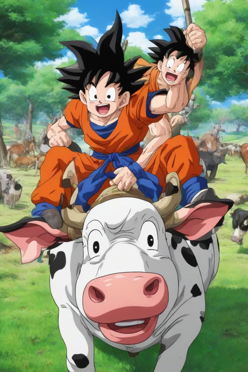 <lora:PE_SonGoku:0.8> PESonGoku, Anime,
riding a cow