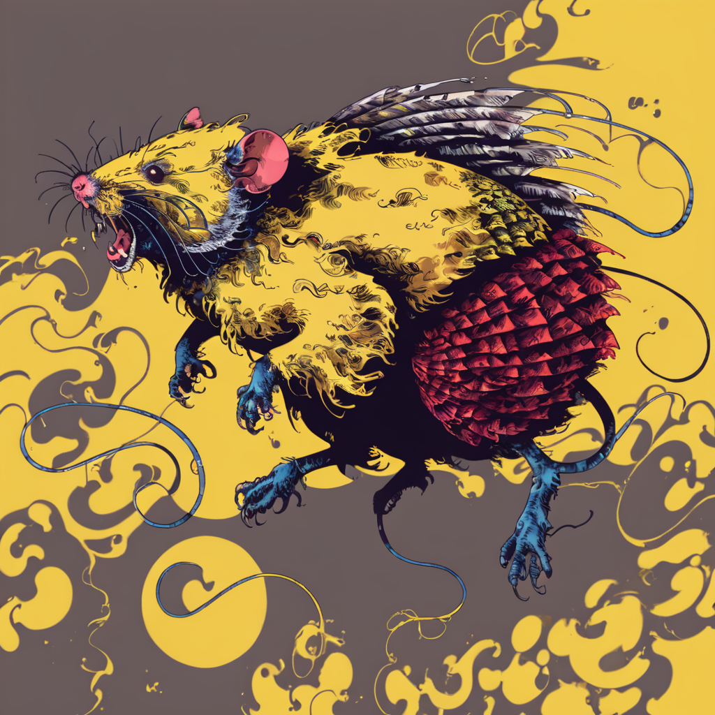 <lora:1v4n:1>1v4n mmxx fierce rat yellow background