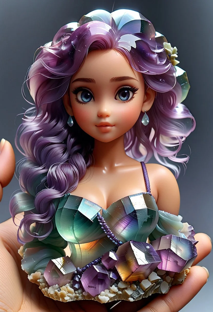 Masterpiece, best quality, 1girl, fluorite mineral, flu0rite, iridiscent