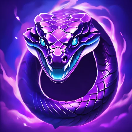 (((masterpiece))),(((bestÂ quality))),((ultra-detailed))ï¼SkillIcon,,a snake head, the purple magic fireball fell from above, with a blue background <lora:SkillIcondreamshapelocon-000044:0.6>