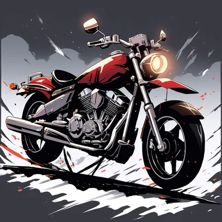 <lora:[XL]Tshirt_design:1>, Giant motorcycle