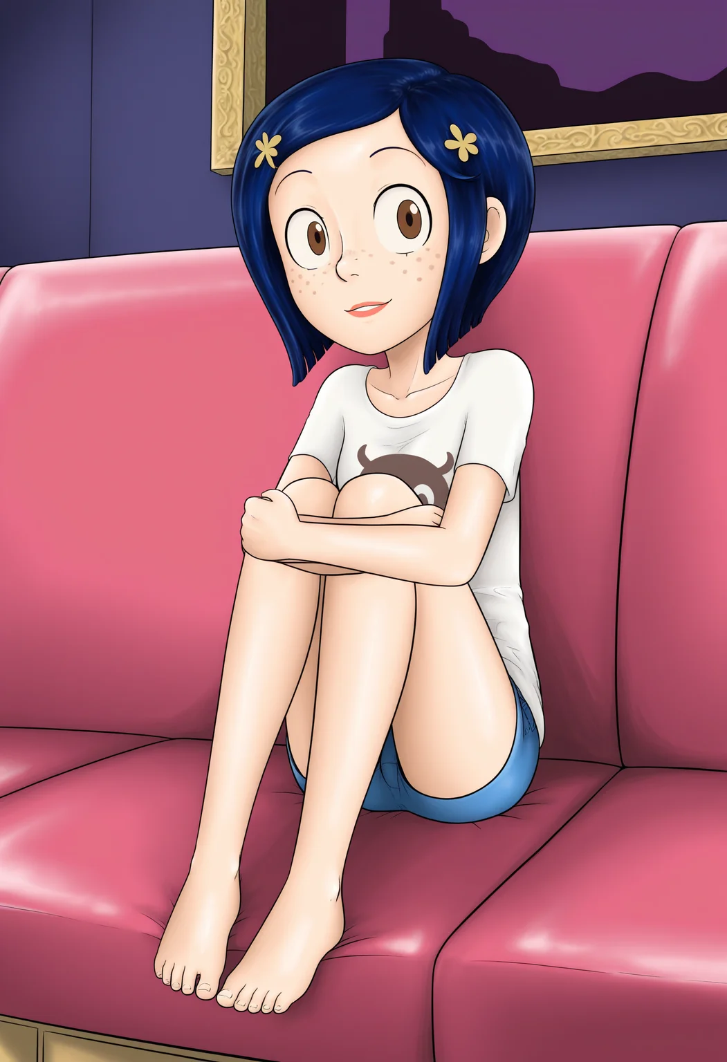 masterpiece, best quality, absurdes, 1girl, solo, full body,
(source_cartoon),
<lora:Coraline - Garabatoz Style (Illust):0.8>
Coraline_Garabatoz, freckles, brown eyes, blue hair, short hair, hair ornament,
indoors, sitting,
<lora:Detailer_NoobAI_Incrs_v1:0.4> detailed,