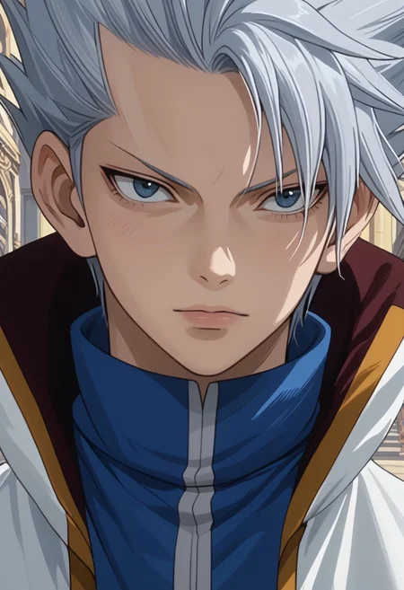 score_9, score_8_up, score_7_up, source_anime, rating_safe, LeonFT, grey Leon hair, 1boy, male focus, anime screencap,