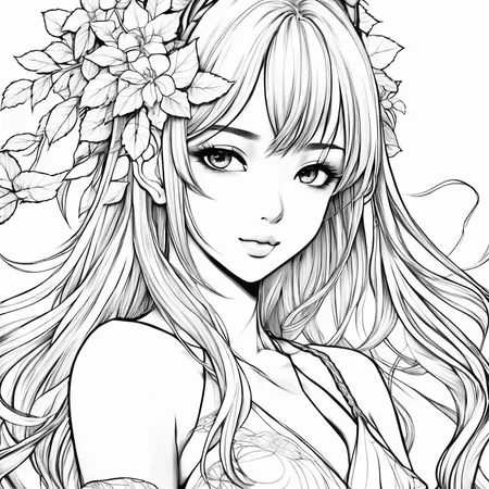 1girl, asian, anime style, beautiful, ColoringBookAF,  <lora:ColoringBook:1>